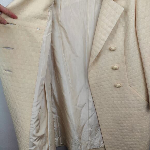 Vintage Robinsons Pea Coat Womens Small Cream Textured Knit 50s 60s Retro Mod - Picture 3 of 11